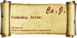 Csépány Jolán névjegykártya