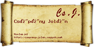 Csépány Jolán névjegykártya